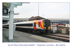 South West Trains EMU 444031 - Clapham Junction - 30.10.2014