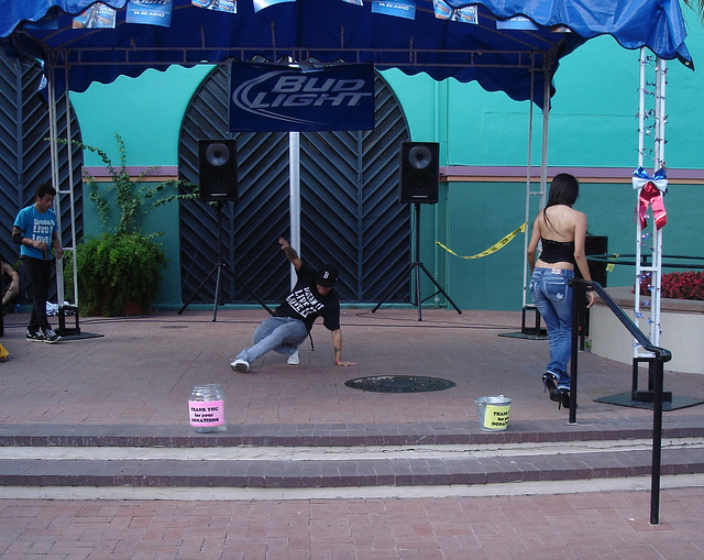 Bud Light Spanish girl in high heels and rap dance performance.