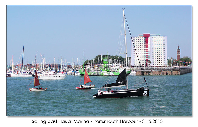 Sailing past Haslar Marina - 31.5.2013