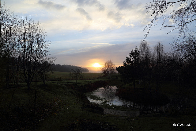 Cold foggy evening at Dusk