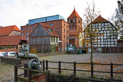 Teterow, Blick von der Stadtmühle zur Kirche