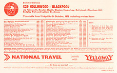 Yelloway and National Travel service X29 timetable