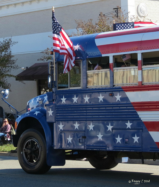 Red .. White .. Blue bus