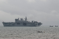 Amphibious Assault/Helicopter Landing ship HMS Ocean (L12) in Weymouth Bay