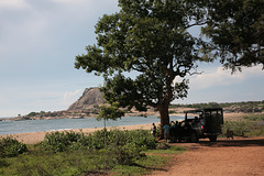 Our jeep at the beach in Yala NP
