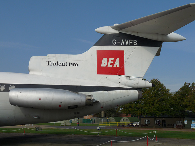 Tail of DH121 Trident 2 G-AVFB (BEA)