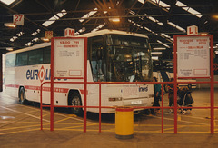 KMP Llanberis (Wales) J117 NJT (in Eurolines/Bus Éireann livery) loading in Digbeth Coach Station, Birmingham - 11 Jun 1996