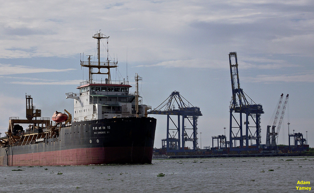 Dredger and cranes