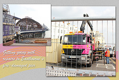 Pink & yellow truck at Eastbourne Pier - 23.9.2014