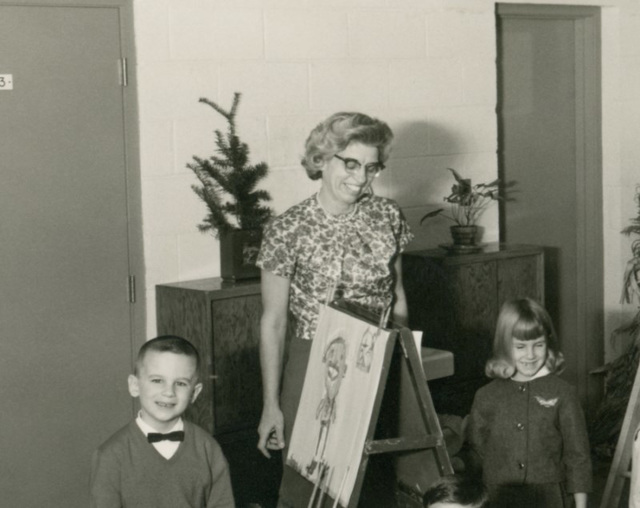 Easel and Paintbrushes, Kindergarten Class, Baltimore, Md., 1965-66