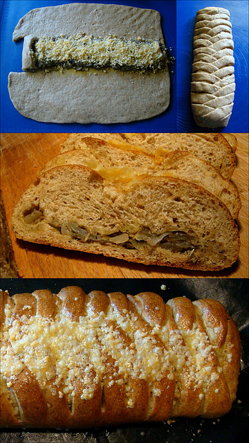 Caramelised Onion, Herb, Cheese Stuffed Bread