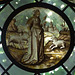 Allegorical Figure: Goatherdess with Distaff and Spindle Stained Glass Roundel in the Cloisters, June 2011