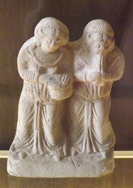 Musicians Playing a Tambourine and an Aulos in the Louvre, June 2013