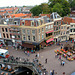 View of the Visbrug and Hoogstraat in Leiden