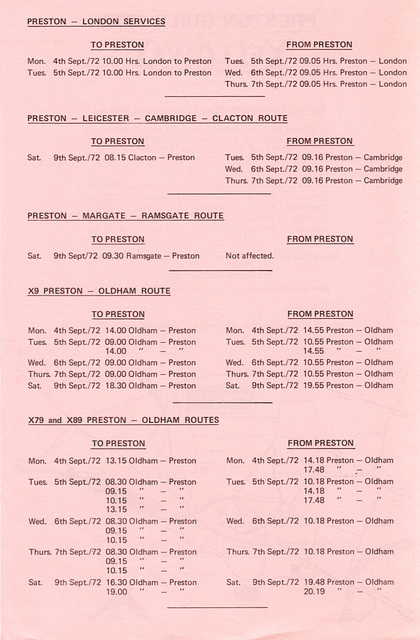 Yelloway leaflet outlining traffic arrangements during the period of the Preston Guild in 1972 (page 2)