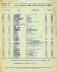 74 Premier Travel and Yelloway East Anglia to the North West services 1962 timetable