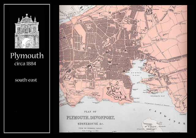 Plymouth map circa 1884 - South-East