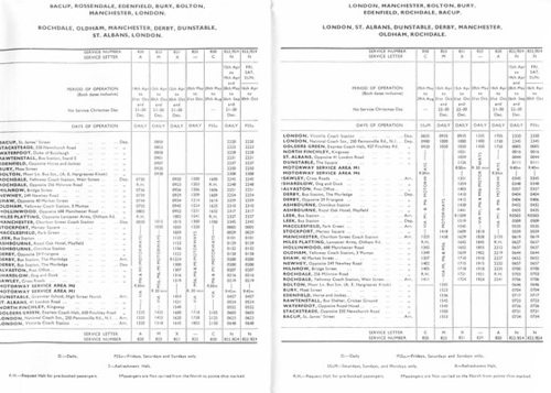 Yelloway/Natonal Travel London service timetable - May 1976