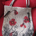 grey felted handbag with poppy flowers