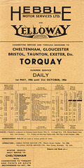 Timetable leaflet produced by Yelloway showing services operated by Hebble from Yorkshire into Rochdale to connect with the Yelloway 'Devonian' service - Summer 1956