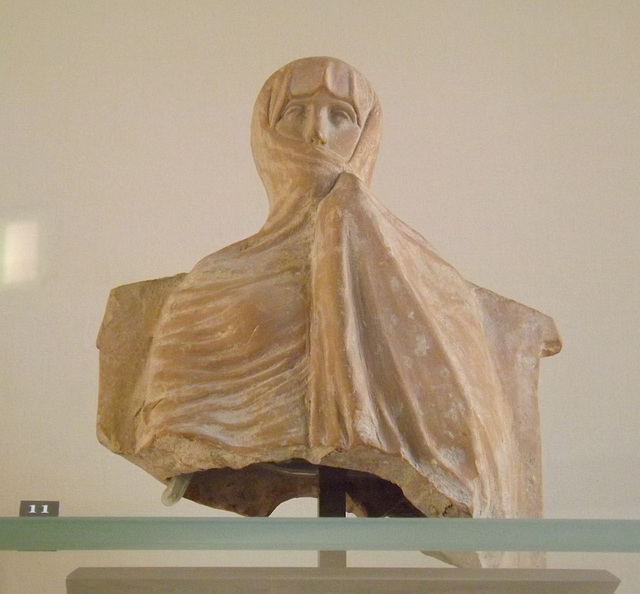 Seated Veiled Woman Terracotta Figurine in the Louvre, June 2013