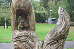 Diver statue at Lido Park, Droitwich, UK