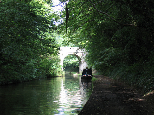 Looking back to Bridge 11, Giffards Bridge, on the Shropshire Union Canal near Brewood