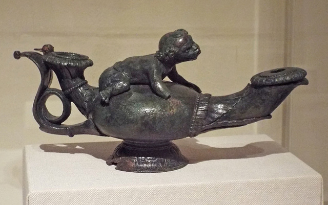 Bronze Lamp with Silver and Copper Inlay in the Metropolitan Museum of Art, July 2016