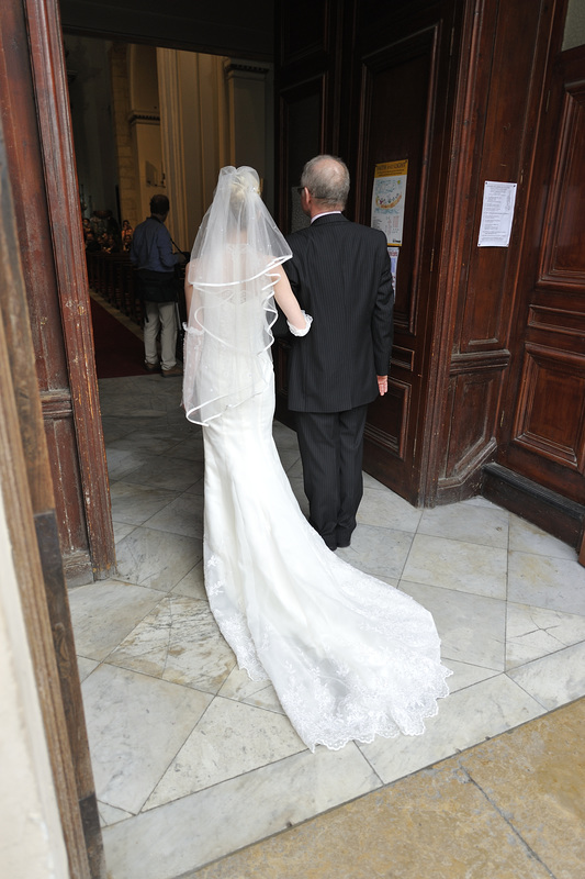 The start of a Gibraltar wedding, near the shop Isolabella