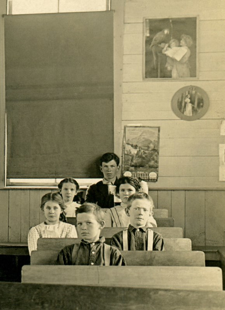 Students and Teacher in a One-Room Schoolhouse, March 1911 (Right)