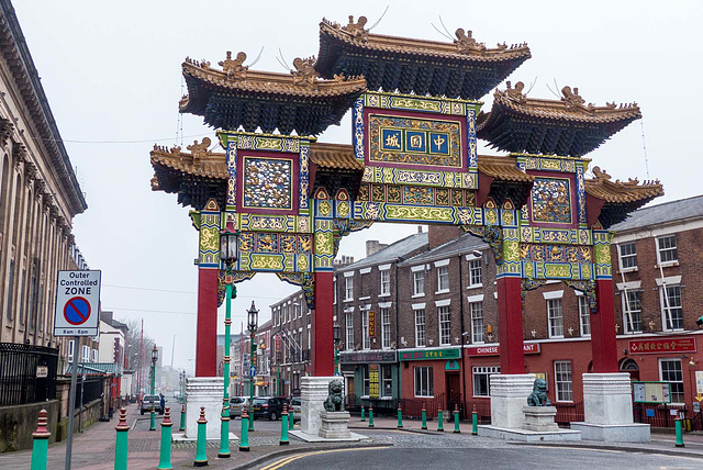 The gate to China town in Liverpool