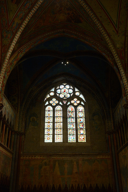 Italy, Interior of Lower Church of Saint Francis in Assisi