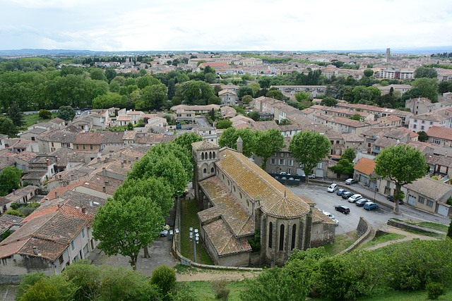 City of Carcassonne and the Saint Gimer Church viewed from the Western Wall of the Castle of Carcassonne