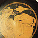 Detail of a Kylix Attributed to Onesimos with a Satyr and a Nymph in the Getty Villa, June 2016