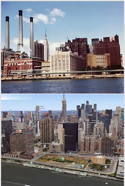 Waterside Generating Station between 38th and 40th Streets, from the East River (Scan from June 1981)