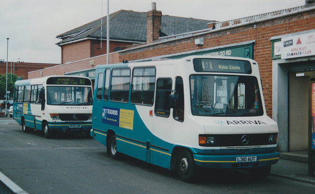 Arriva Fox County M310 (L310 AUT) and M130 (R130 LNR) in Hinckley - 15 May 2001 (464-18)