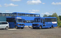 DSCF9517 G's Growers (staff buses) M123 OUX and P677 VJS at Barway - 7 Jun 2015
