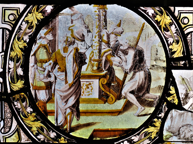 canterbury museum glass   (32) dives and lazarus? c17 flemish glass