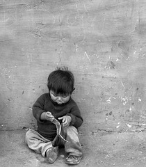A little boy enjoying pacae