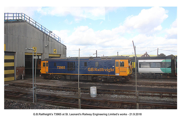GBRf 73965 at St Leonard's Railway Engineering Ltd - 21.9.2018