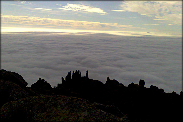 La Sierra de La Cabrera  in fog.