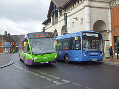 DSCF0629 Ipswich Buses 148 (YK08 EPE) and First Eastern Counties 67760 (SN62 AUC) in Ipswich - 2 Feb 2018