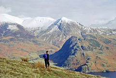 Looking from Mellbreak across Crummock Water to Hause Point and Rannerdale Knotts (Scan from Feb 1996)