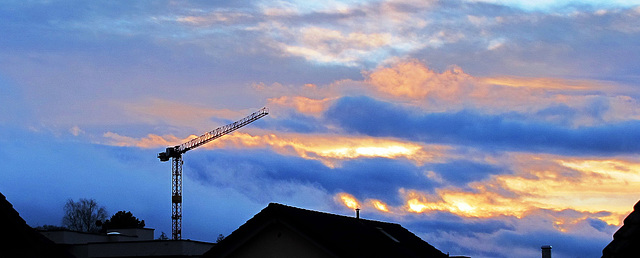 crane and clouds