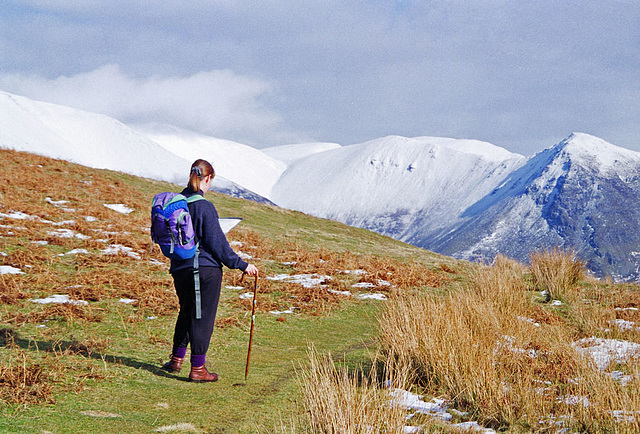 Looking towards Red Pike and High Stile from Mellbreak (Scan from Feb 1996)