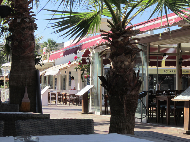 Typical beachside shops and restaurants