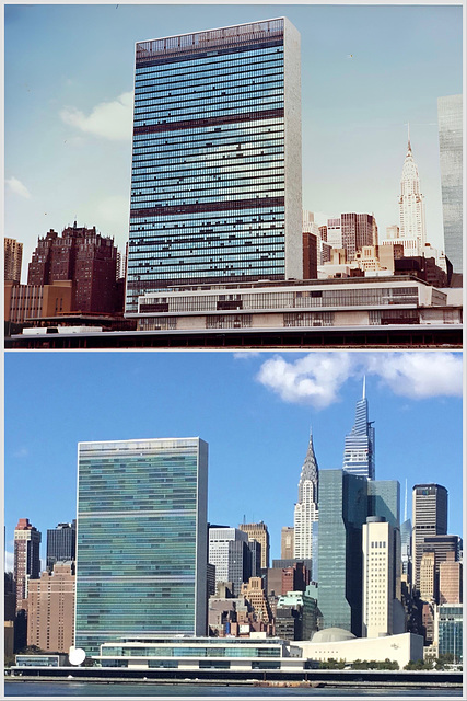 United Nations Headquarters from the East River (Scan from June 1981