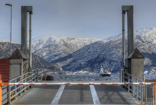 Tørvikbukt ferry quay. Seeing Jondal across the fjord.