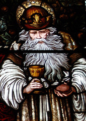 'Melchizedek', Detal of Stained Glass by Sir Edward Burne-Jones, Saint Martin's Church, Birmingham