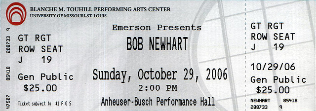 Bob Newhart Ticket